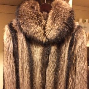 Genuine racoon fur coat